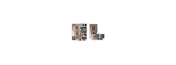a floor plan of a house with two different views of the house