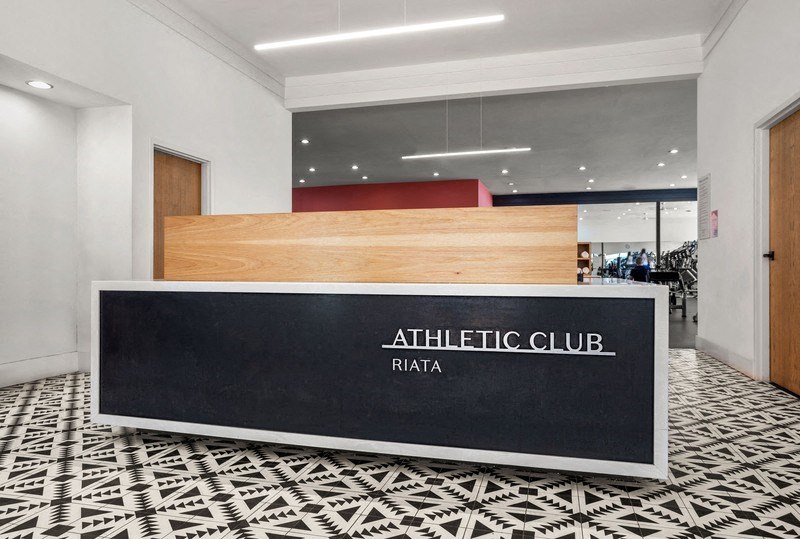 a view of the athetic club reception desk
