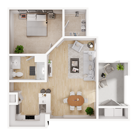 a floor plan of a one bedroom apartment