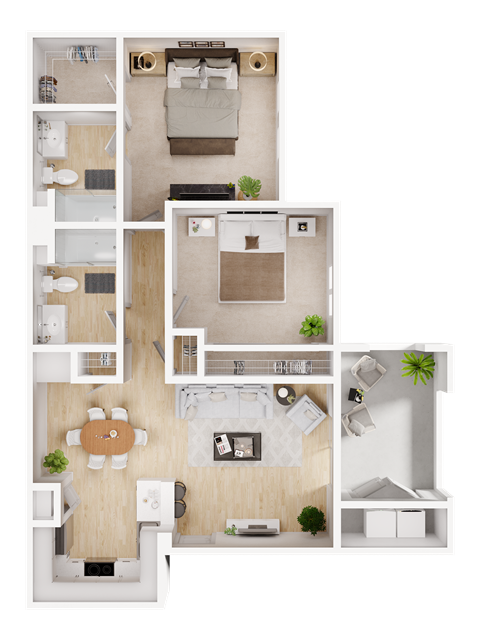 a floor plan of a two bedroom apartment