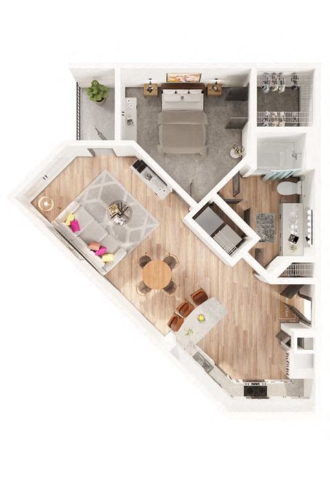 a floor plan of a home with a wooden floor
