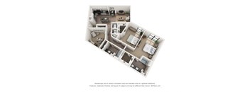 a two bedroom floor plan with a den