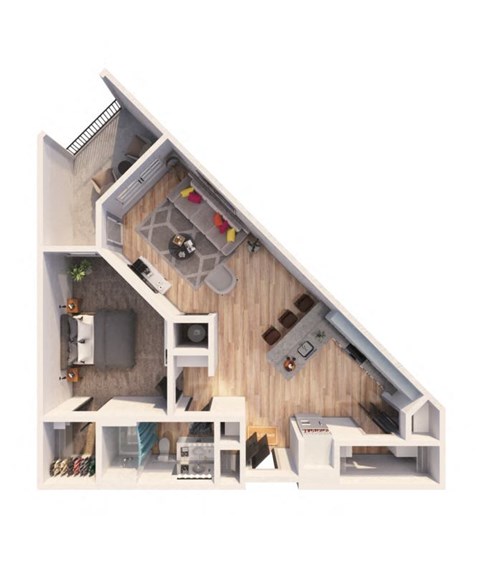 a floor plan of a house with a wood floor