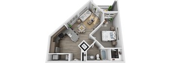 a floor plan of a house with a bedroom and a living room