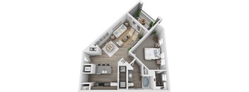 a floor plan of a house with a bedroom and a living room