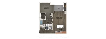 a renovated floor plan with a bedroom and a living room