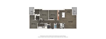 a floor plan of a studio apartment with a bedroom and a living room