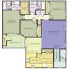 3 bedroom 2 bath architecture drawing of Augustine floor plan