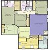 3 bedroom 2 bath architecture drawing of Hawthorne floor plan