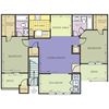 2 bedroom 2 bath architecture drawing of Laurel floor plan