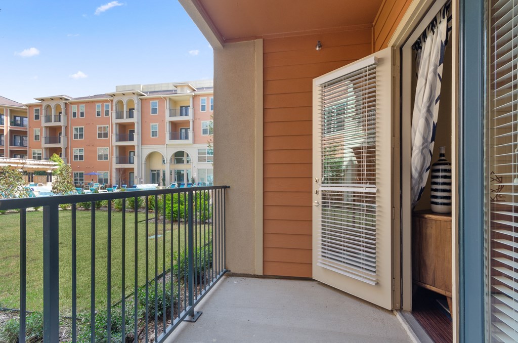 the outlook of a balcony at the preserve at polk apartments