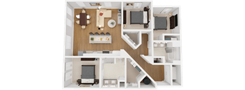 a floor plan of a 3 bedroom apartment