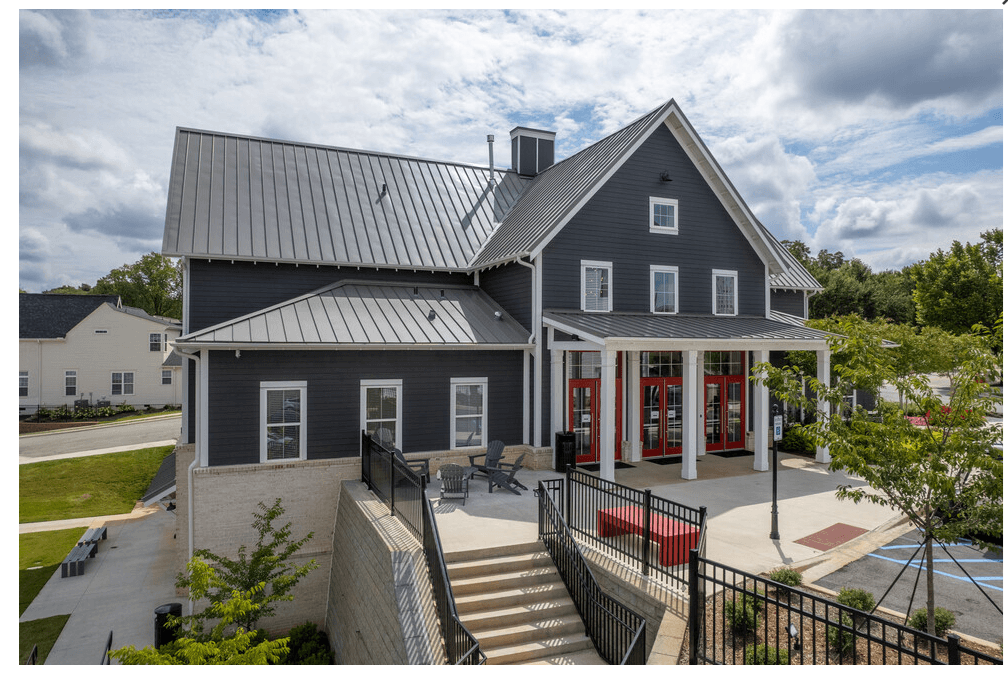 a home with a metal roof