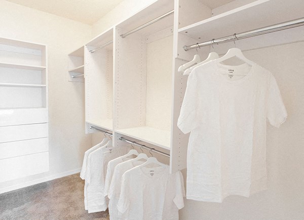 The Gate Apartments Model Unit Closet with built-in shelves