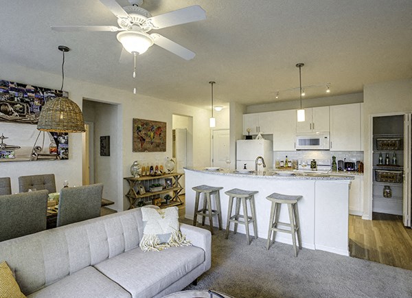 The Gate Apartments Model Unit Living Room and Kitchen Area