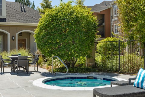 a spa with chairs around