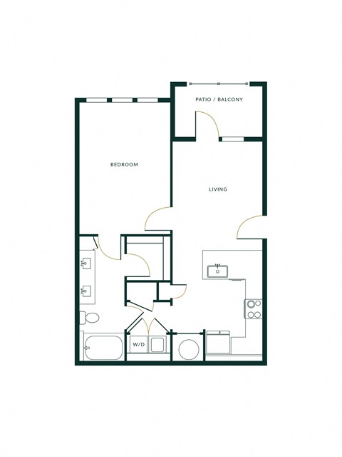 The Hartley One Bedroom Unit A1F with One Bathroom, Living Room and Balcony