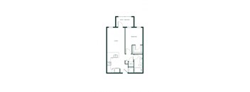 The Hartley One Bedroom Unit A1J with One Bathroom, Living Room and Center Balcony
