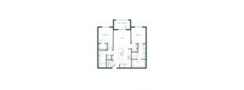 The Hartley Two Bedroom unit B2F with Two Bathrooms, Living Room and Center Balcony