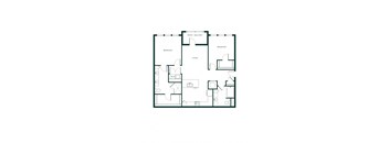 The Hartley Two Bedroom unit B2L with Two Bathrooms, Living Room and Center Balcony