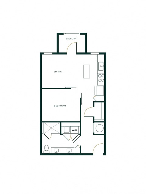 The Hartley One Bedroom Unit S1D with One Bathroom, Living Room and Balcony