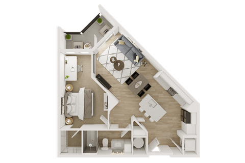 A detailed 3D floor plan of a house showing all rooms and their layout.
