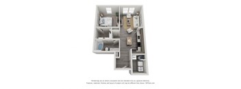 a 3d floor plan of a 1 bedroom apartment