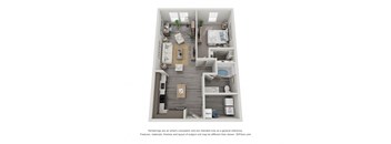 a 3d floor plan of a 1 bedroom apartment