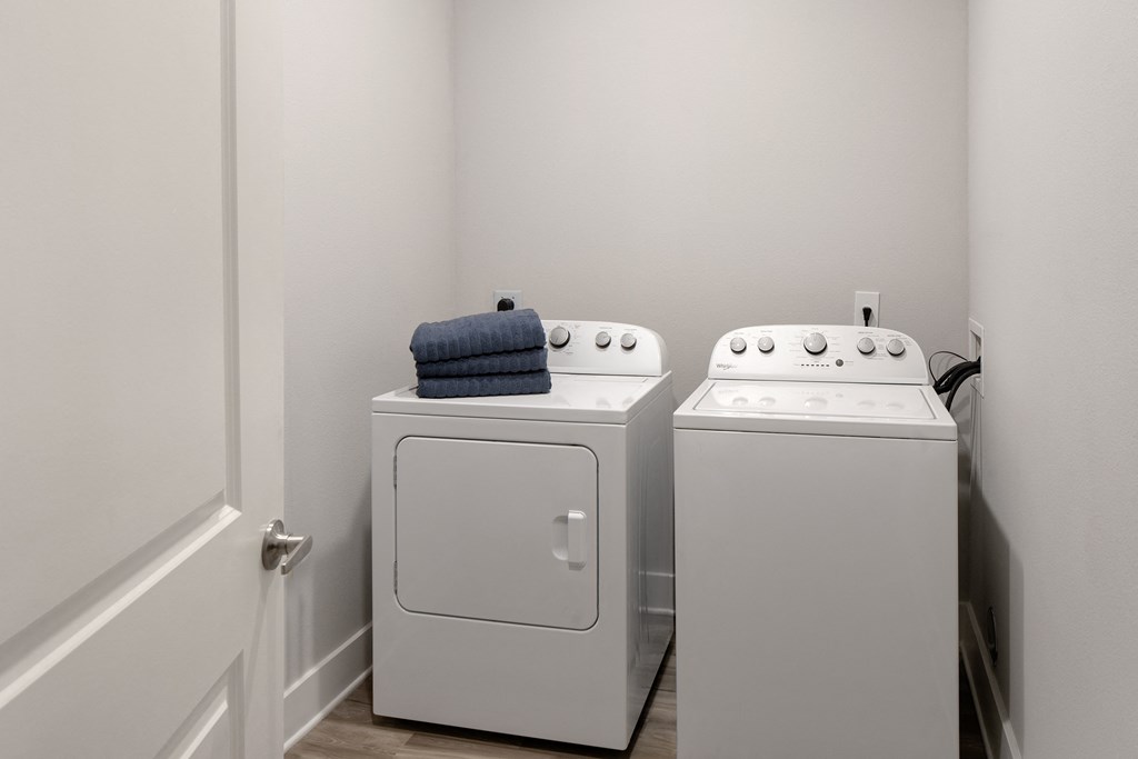 a washer and dryer in a laundry room