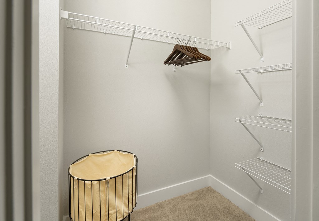 a walk in closet in a 555 waverly unit