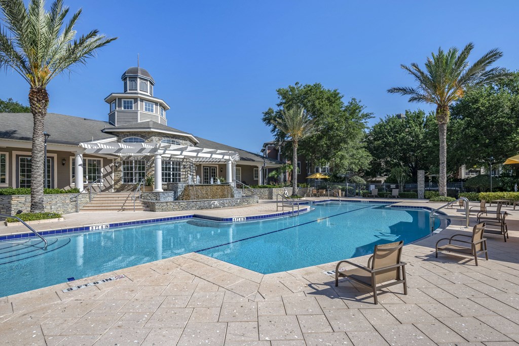 exterior pool with seating