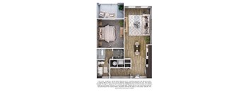 A set of four images showing different views of a room layout.