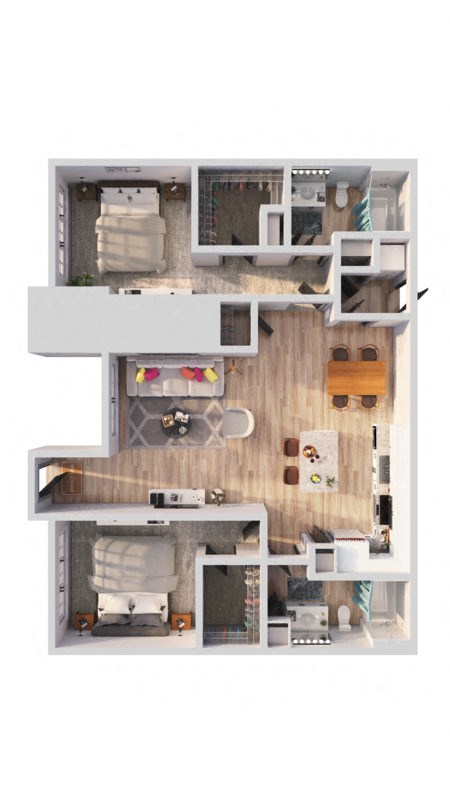 a floor plan of a 3 bedroom apartment