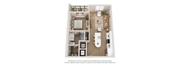 a 1 bedroom floor plan with a bathroom and a living room