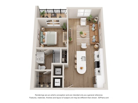a 1 bedroom floor plan with a bathroom and a living room
