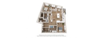 a view of the 1 bedroom floorplan of a 2103 sq ft apartment
