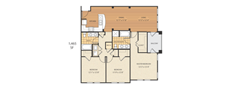 A floor plan of a 1,465 square foot home.