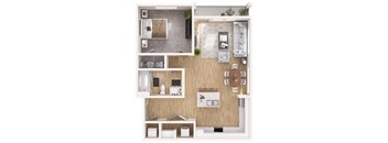 a floor plan of a 1 bedroom apartment