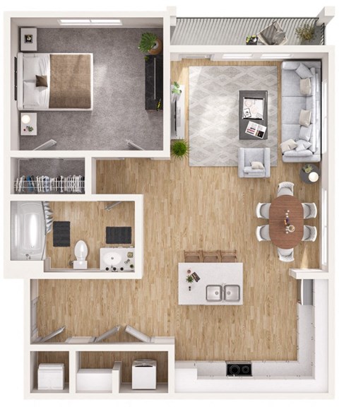 a floor plan of a 1 bedroom apartment