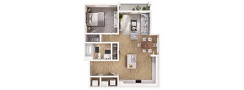 a floor plan of a 1 bedroom apartment at the residences at silver hill in suitland,