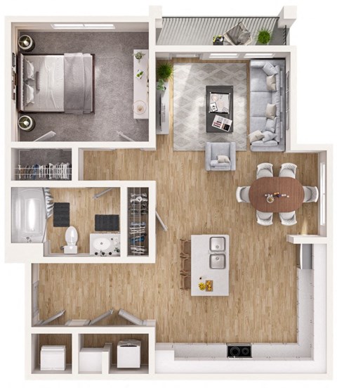 a floor plan of a 1 bedroom apartment at the residences at silver hill in suitland,