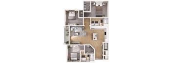 a floor plan of a 3 bedroom apartment