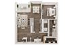 1 bedroom 1 bath architecture drawing of A1D floor plan