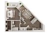 1 bedroom 1 bath architecture drawing of A1B floor plan