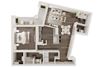 1 bedroom 1 bath architecture drawing of A1E floor plan