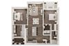 2 bedroom 2 bath architecture drawing of B2C floor plan