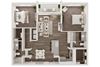 2 bedroom 2 bath architecture drawing of B2B floor plan