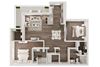 2 bedroom 2 bath architecture drawing of B2D floor plan
