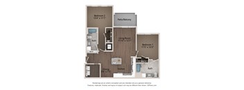 a floor plan of a house with a bedroom and a living room