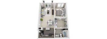 a floor plan of a house with a bedroom and a living room